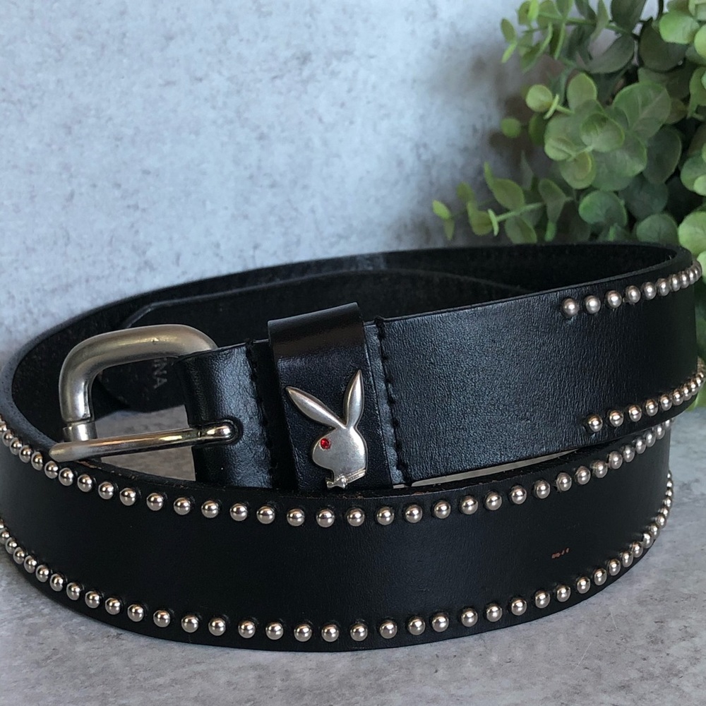 PLAYBOY Black Belt with Silver Accents